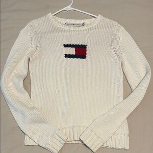Tommy Hilfiger Cream Knit Crew Neck Sweater